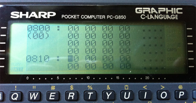 PC-G850のモニタ画面